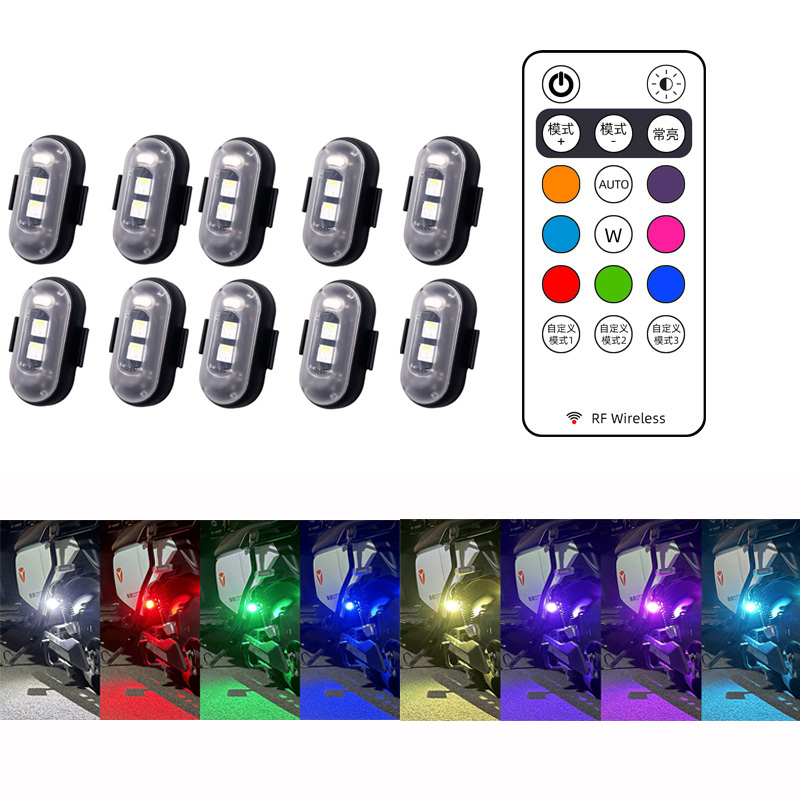 Drone Led Light - 10x 4x 8色のワイヤレスLEDドローン,バイカーライトインジケーター,USB充電インジケーター